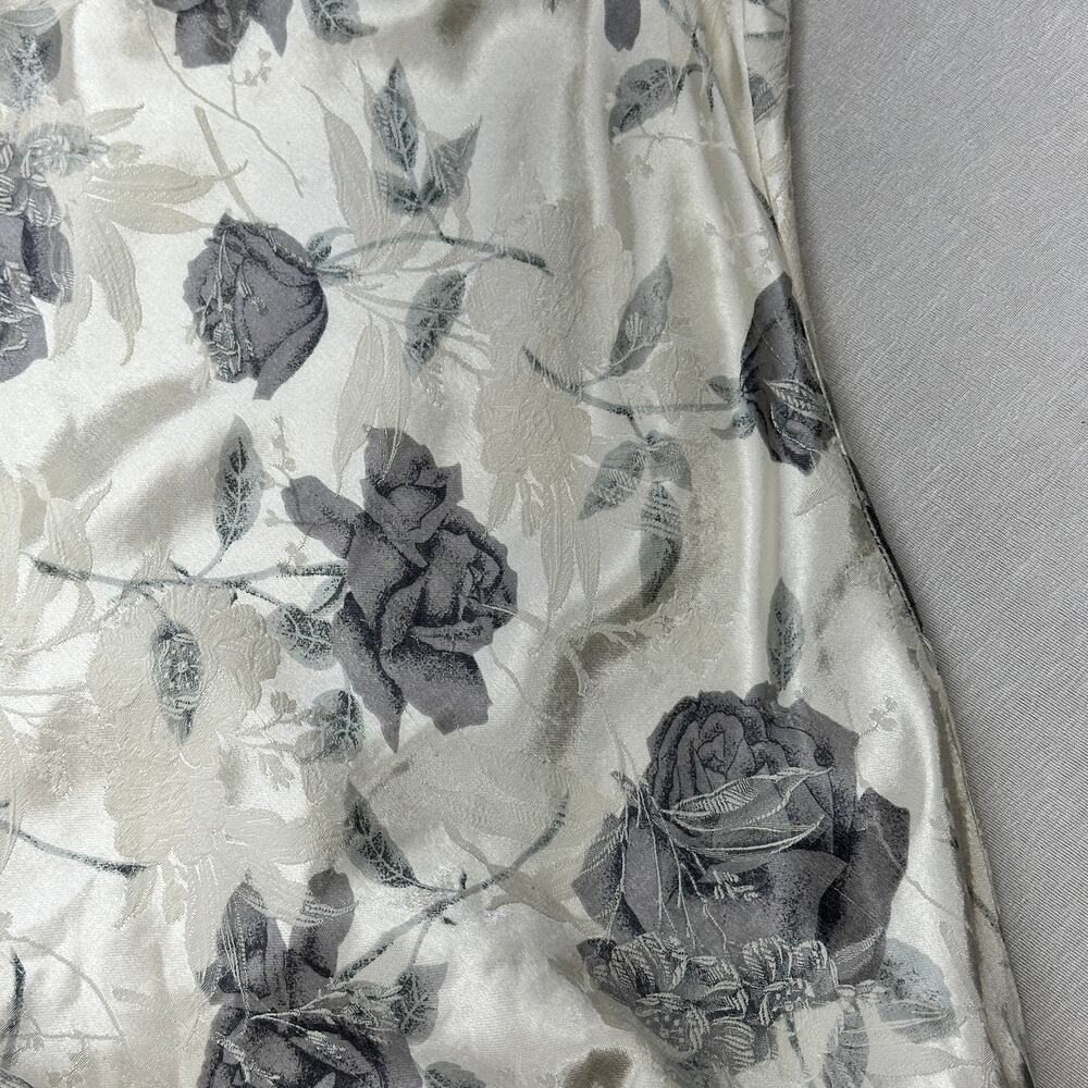 Vintage 90s Jody California Jacquard Satin Rose Floral Slip Dress Coquette MIU